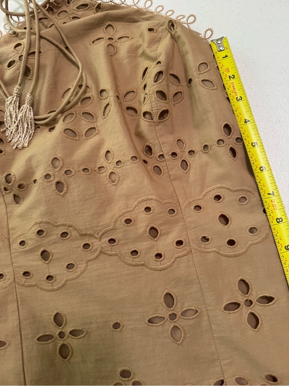 Hemant and Nandita Pahi Schiffli Halter Dress Brown Small - Picture 9 of 16